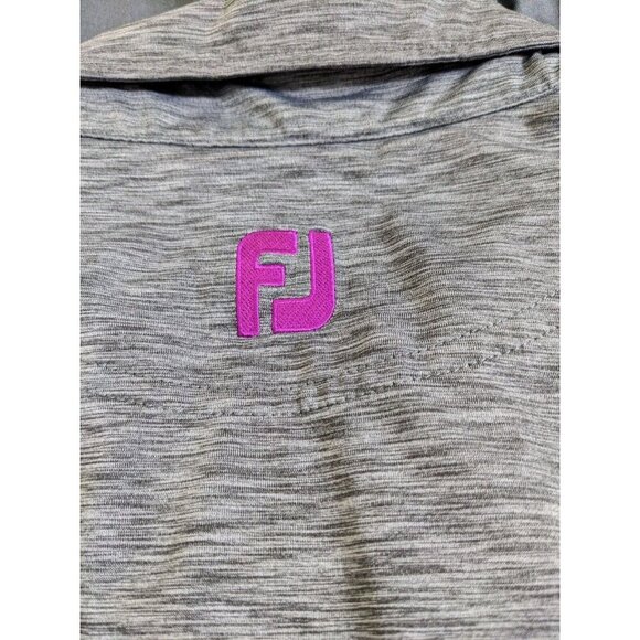 FootJoy Golf Shirt Mens L Grey Pink Striped Casual Polo Stretch Lisle Space Dyed - Picture 3 of 4